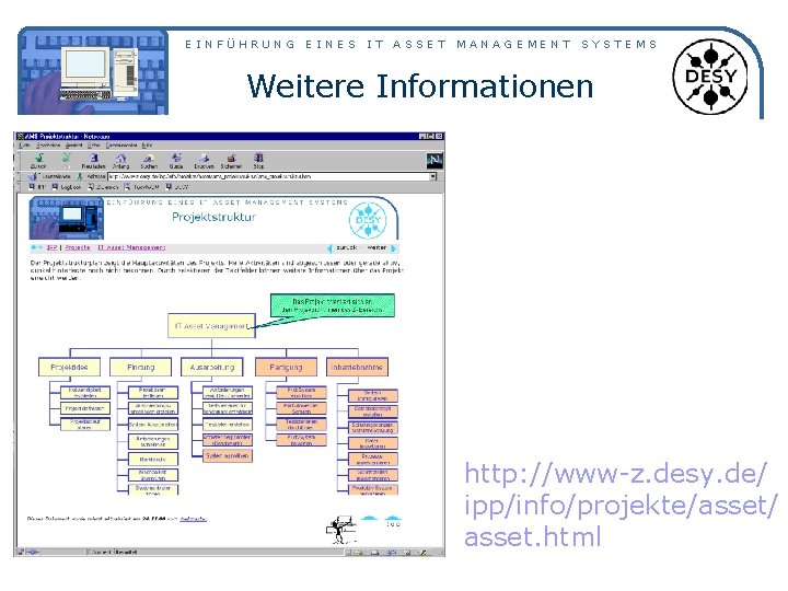 EINFÜHRUNG EINES IT ASSET MANAGEMENT SYSTEMS Weitere Informationen http: //www-z. desy. de/ ipp/info/projekte/asset/ asset.