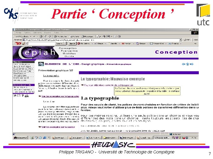 Partie ‘ Conception ’ Philippe TRIGANO - Université de Technologie de Compiègne 7 