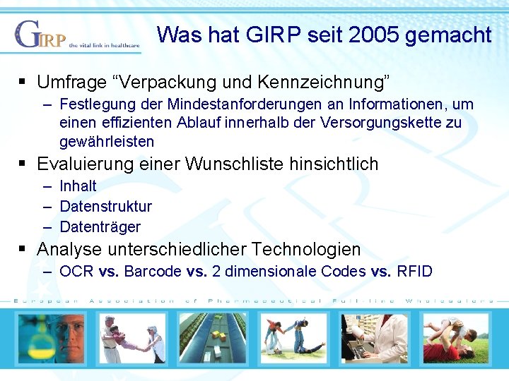 Was hat GIRP seit 2005 gemacht § Umfrage “Verpackung und Kennzeichnung” – Festlegung der