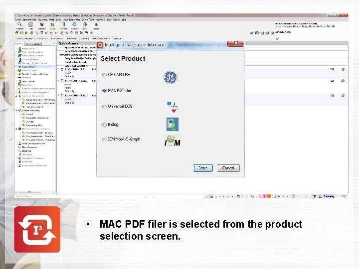  • MAC PDF filer is selected from the product selection screen. 