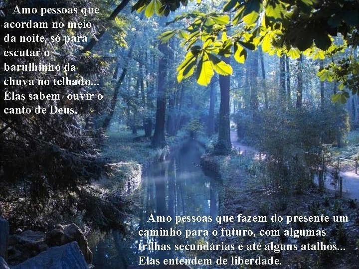 Amo pessoas que acordam no meio da noite, só para escutar o barulhinho da