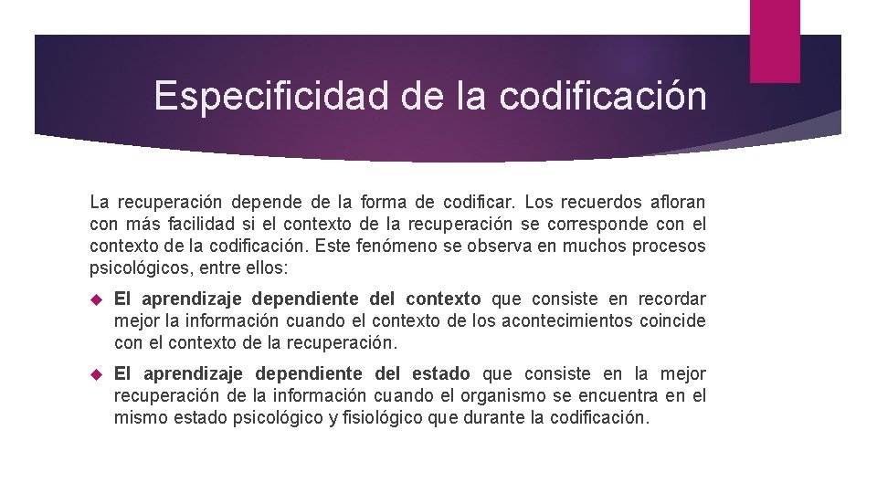  Especificidad de la codificación La recuperación depende de la forma de codificar. Los