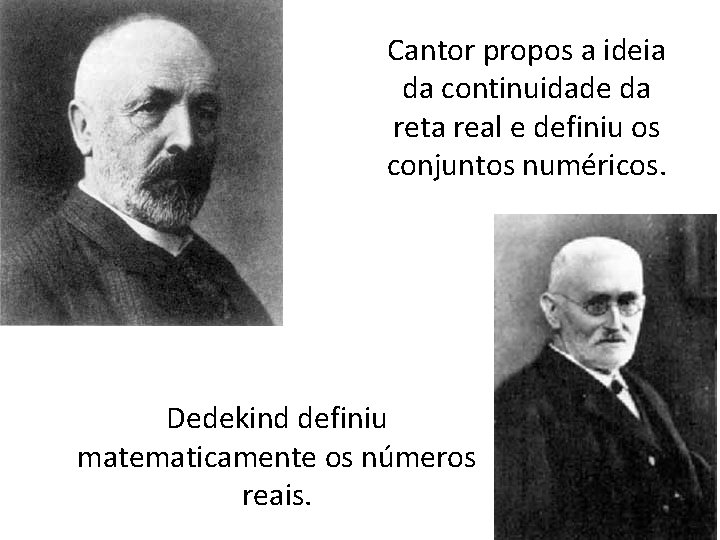 Cantor propos a ideia da continuidade da reta real e definiu os conjuntos numéricos.