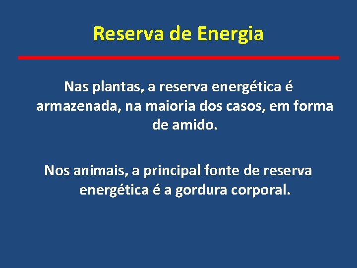 Reserva de Energia Nas plantas, a reserva energética é armazenada, na maioria dos casos,