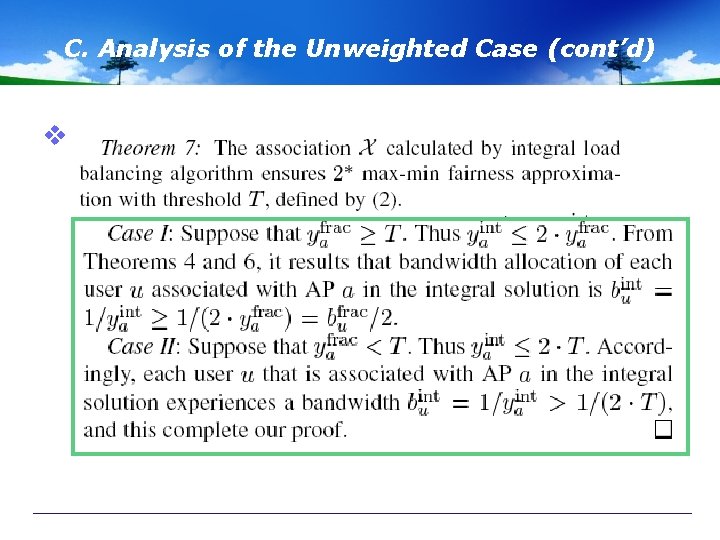 C. Analysis of the Unweighted Case (cont’d) v 