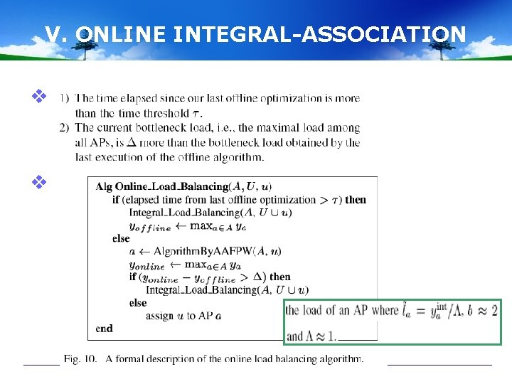 V. ONLINE INTEGRAL-ASSOCIATION v v 