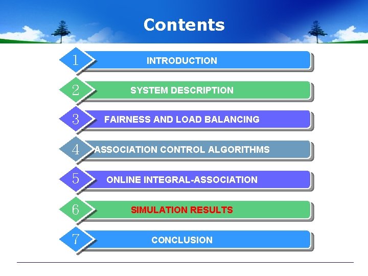 Contents １ INTRODUCTION ２ SYSTEM DESCRIPTION ３ FAIRNESS AND LOAD BALANCING ４ ASSOCIATION CONTROL