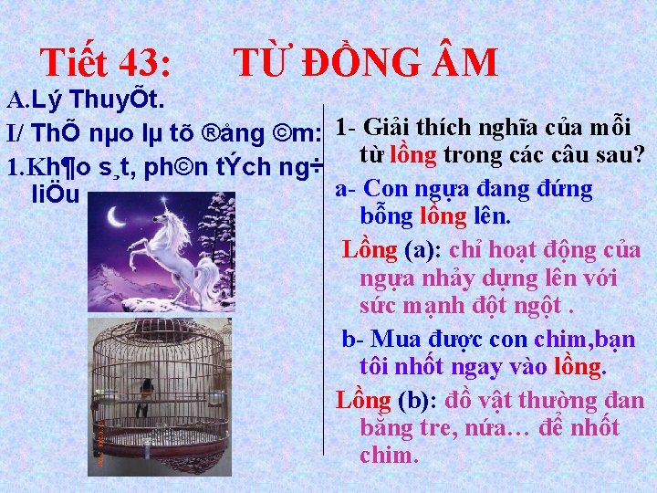 Tiết 43: TỪ ĐỒNG M A. Lý ThuyÕt. I/ ThÕ nµo lµ tõ ®ång