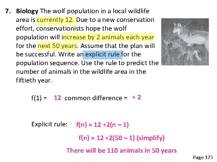 7. Biology The wolf population in a local wildlife area is currently 12. Due 7. Biology The wolf population in a local wildlife area is currently 12. Due