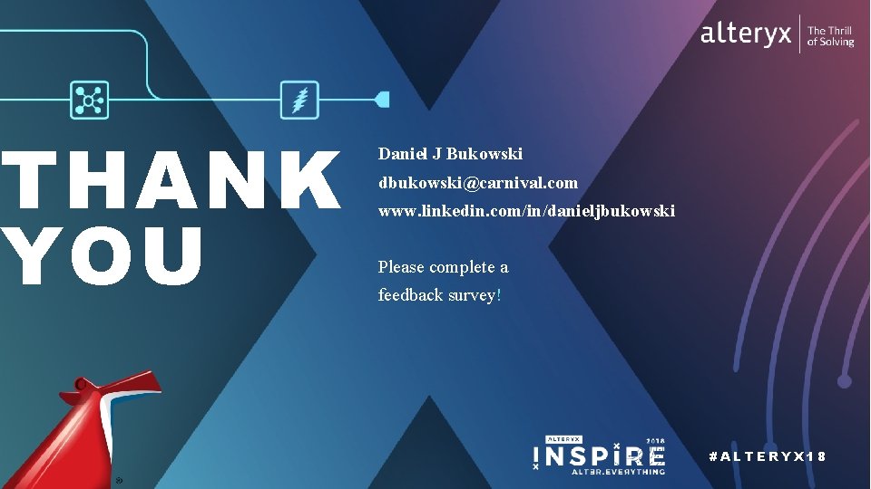 THANK YOU Daniel J Bukowski dbukowski@carnival. com www. linkedin. com/in/danieljbukowski Please complete a feedback
