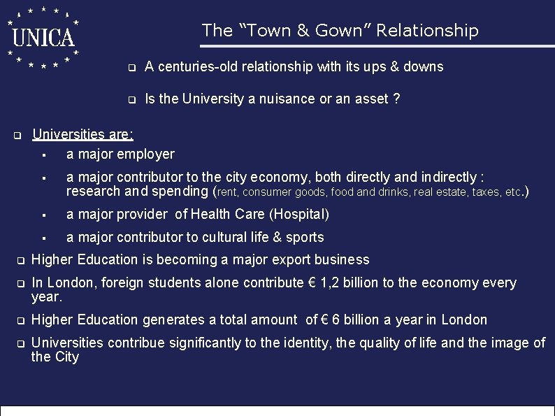 The “Town & Gown” Relationship q A centuries-old relationship with its ups & downs