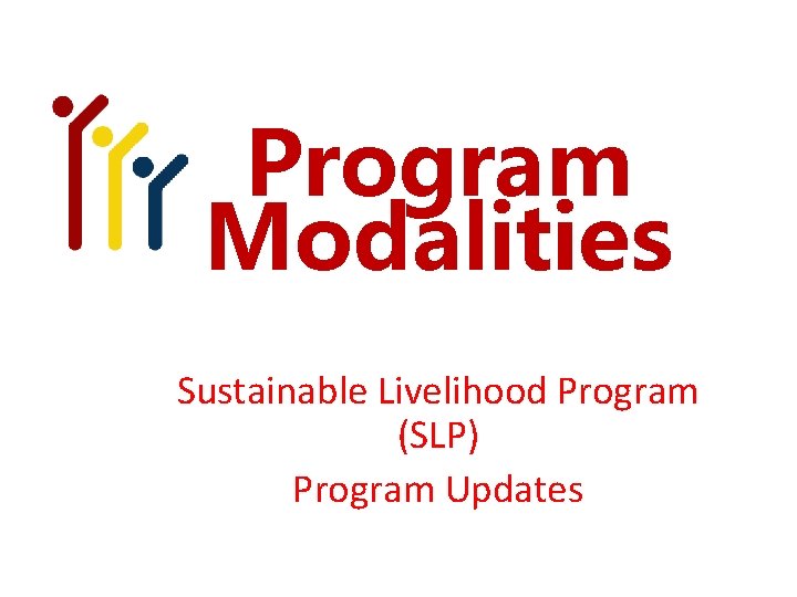 Program Modalities Sustainable Livelihood Program (SLP) Program Updates 