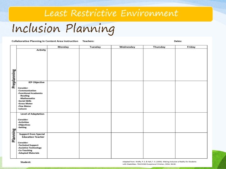 Inclusion Planning 