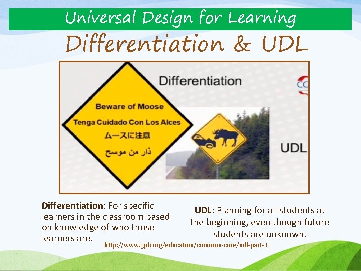 Universal Design for Learning Differentiation & UDL Differentiation: For specific learners in the classroom