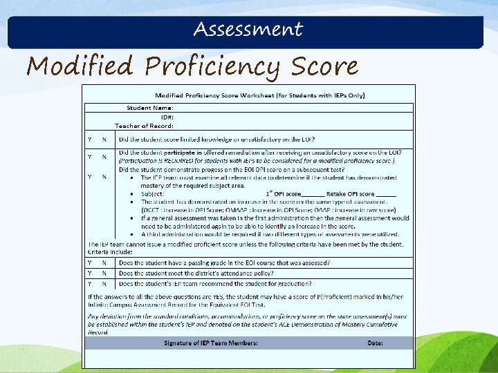 Modified Proficiency Score 