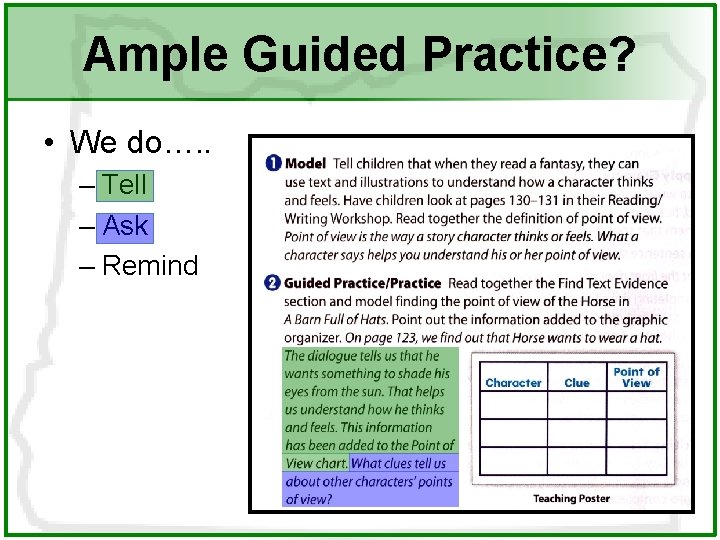 Ample Guided Practice? • We do…. . – Tell – Ask – Remind 