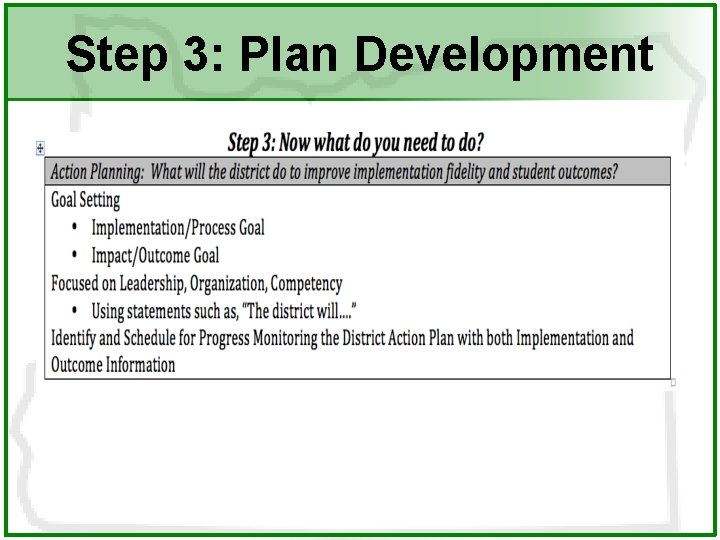 Step 3: Plan Development 