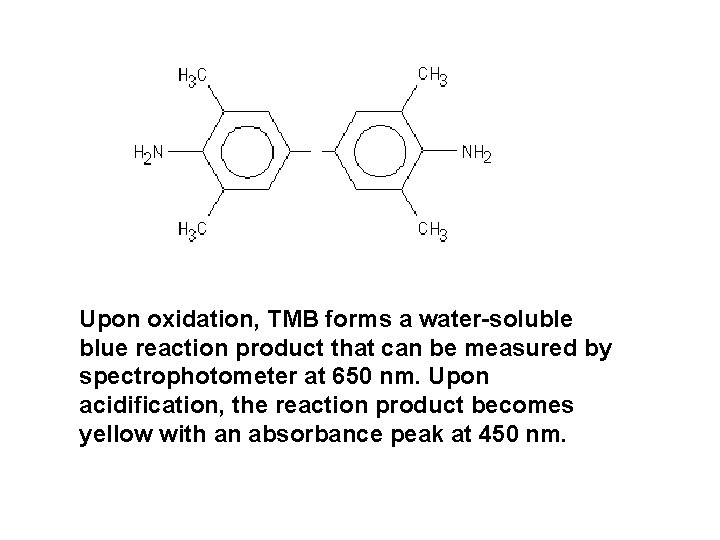 Upon oxidation, TMB forms a water-soluble blue reaction product that can be measured by