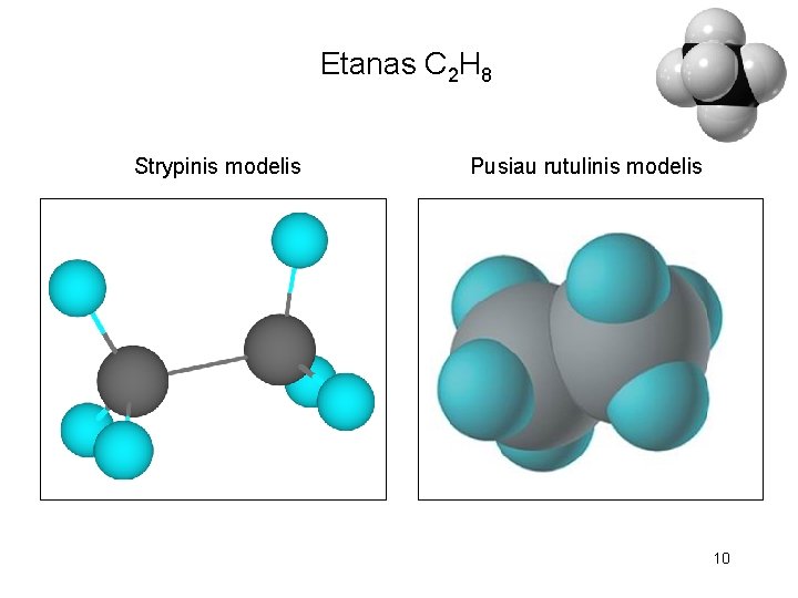 Etanas C 2 H 8 Strypinis modelis Pusiau rutulinis modelis 10 