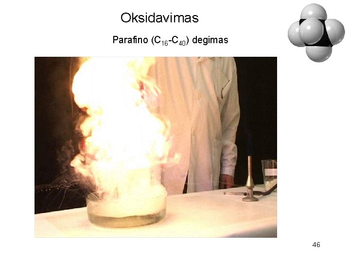 Oksidavimas Parafino (C 16 -C 40) degimas 46 