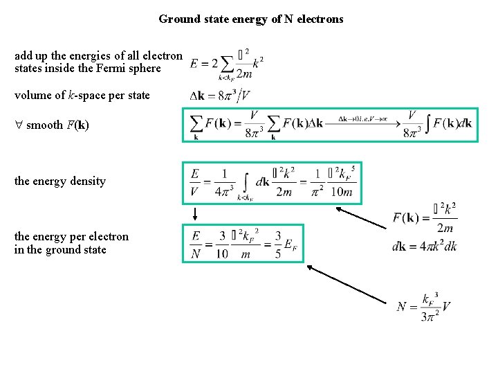 Ground state energy of N electrons add up the energies of all electron states