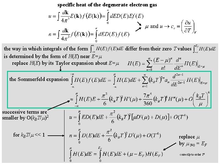 specific heat of the degenerate electron gas the way in which integrals of the