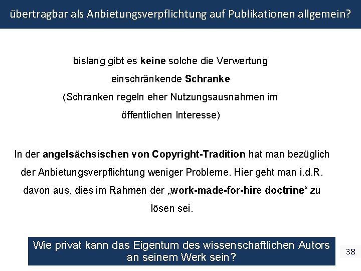 übertragbar als Anbietungsverpflichtung auf Publikationen allgemein? bislang gibt es keine solche die Verwertung einschränkende