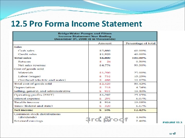 12. 5 Pro Forma Income Statement 12 -18 