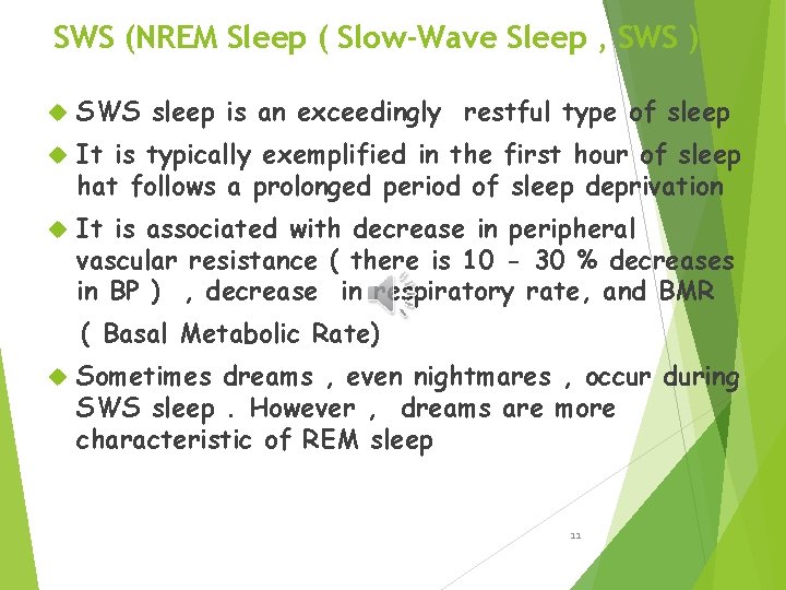 SWS (NREM Sleep ( Slow-Wave Sleep , SWS ) SWS sleep is an exceedingly