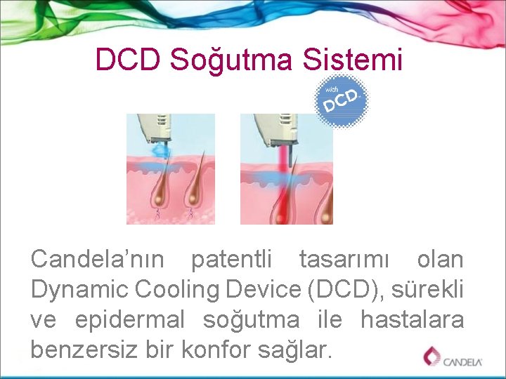 DCD Soğutma Sistemi Candela’nın patentli tasarımı olan Dynamic Cooling Device (DCD), sürekli ve epidermal