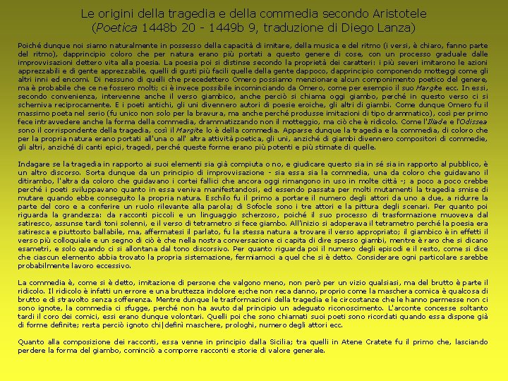 Le origini della tragedia e della commedia secondo Aristotele (Poetica 1448 b 20 -