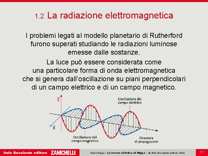 1. 2 La radiazione elettromagnetica I problemi legati al modello planetario di Rutherford furono