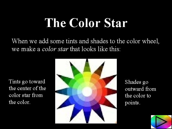 The Color Star When we add some tints and shades to the color wheel,