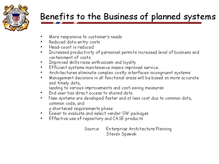 Benefits to the Business of planned systems • • • More responsive to customer’s Benefits to the Business of planned systems • • • More responsive to customer’s