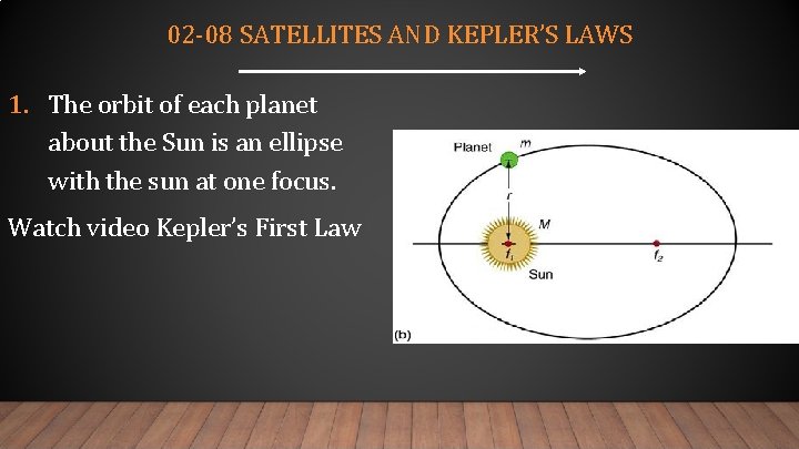 02 -08 SATELLITES AND KEPLER’S LAWS 1. The orbit of each planet about the