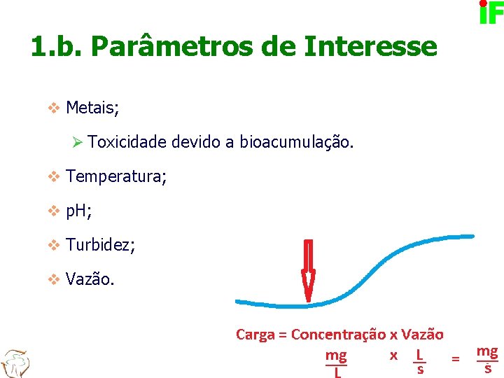 1. b. Parâmetros de Interesse v Metais; Ø Toxicidade devido a bioacumulação. v Temperatura;