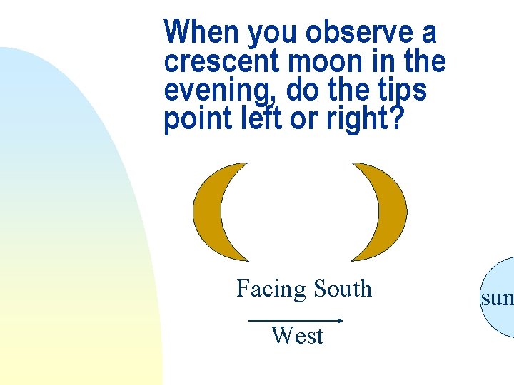 When you observe a crescent moon in the evening, do the tips point left