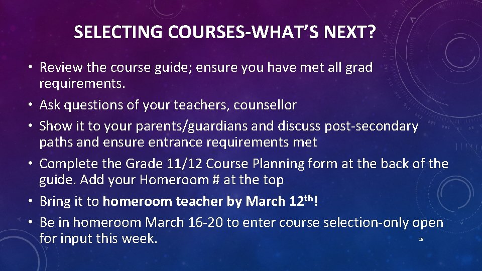 SELECTING COURSES-WHAT’S NEXT? • Review the course guide; ensure you have met all grad