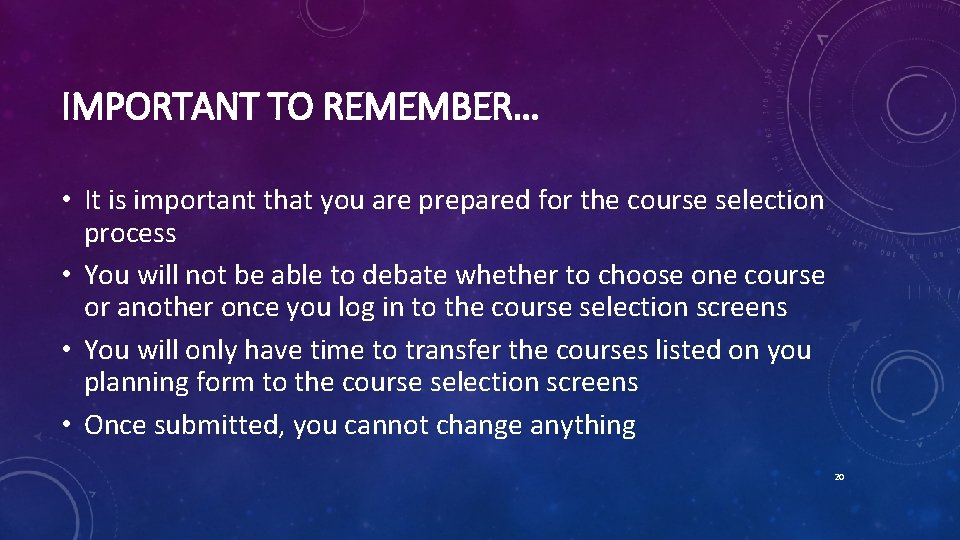 IMPORTANT TO REMEMBER… • It is important that you are prepared for the course