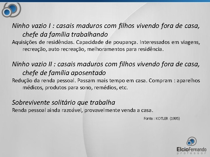 Ninho vazio I : casais maduros com filhos vivendo fora de casa, chefe da