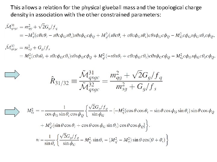 This allows a relation for the physical glueball mass and the topological charge density This allows a relation for the physical glueball mass and the topological charge density