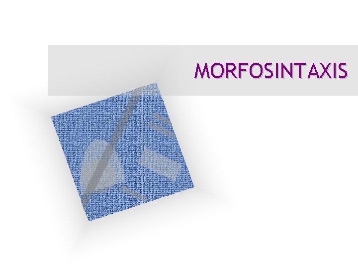 MORFOSINTAXIS MORFOSINTAXIS