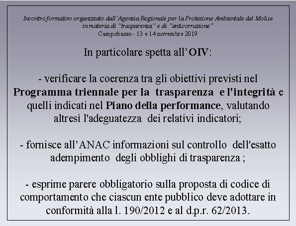 Incontro formativo organizzato dall’Agenzia Regionale per la Protezione Ambientale del Molise in materia di