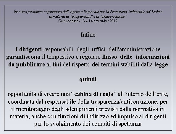 Incontro formativo organizzato dall’Agenzia Regionale per la Protezione Ambientale del Molise in materia di