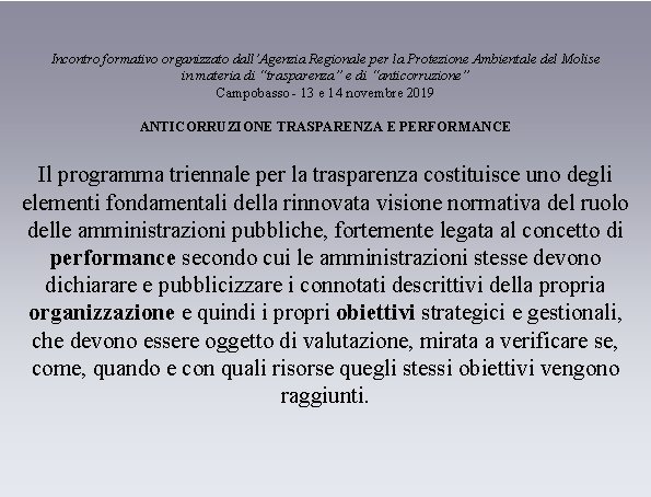 Incontro formativo organizzato dall’Agenzia Regionale per la Protezione Ambientale del Molise in materia di