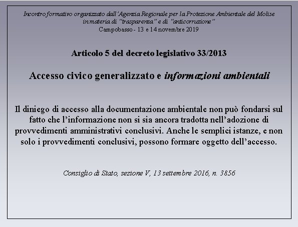 Incontro formativo organizzato dall’Agenzia Regionale per la Protezione Ambientale del Molise in materia di