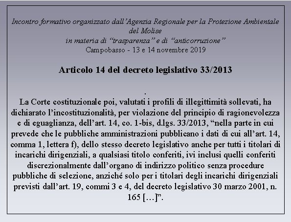 Incontro formativo organizzato dall’Agenzia Regionale per la Protezione Ambientale del Molise in materia di