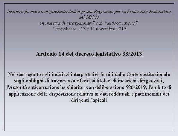 Incontro formativo organizzato dall’Agenzia Regionale per la Protezione Ambientale del Molise in materia di