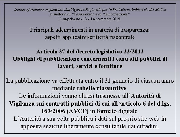 Incontro formativo organizzato dall’Agenzia Regionale per la Protezione Ambientale del Molise in materia di