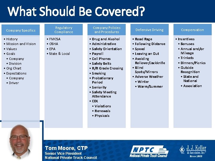 What Should Be Covered? Company Specifics • History • Mission and Vision • Values